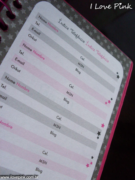 Agenda cor de rosa: Hello Kitty - índice telefônico