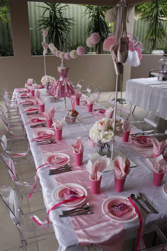 Ideias cor de rosa para festa com tema bailarina