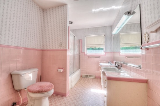 decoração de banheiro cor de rosa