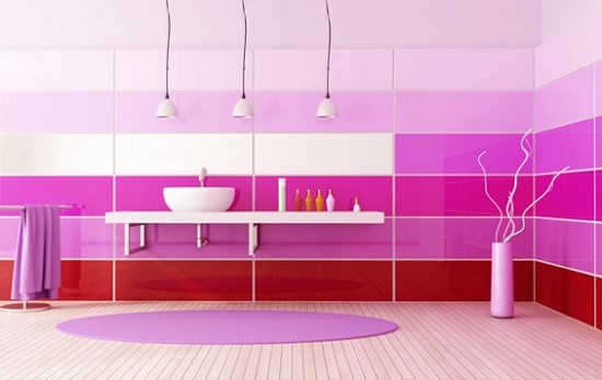 decoração de banheiro cor de rosa
