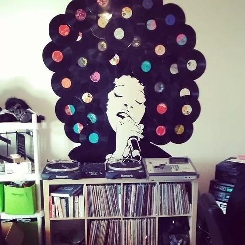 Decoração com discos de vinil