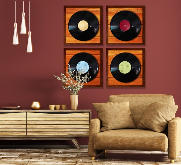 Decoração com discos de vinil