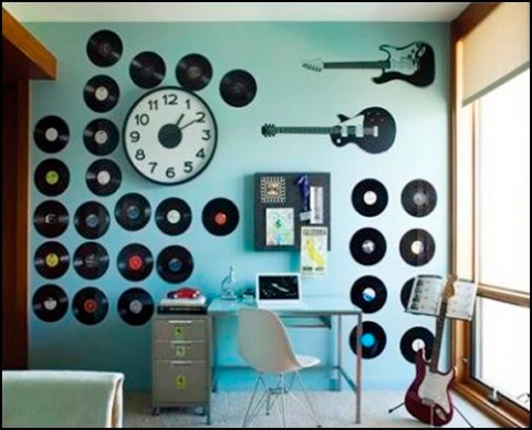 Decoração com discos de vinil