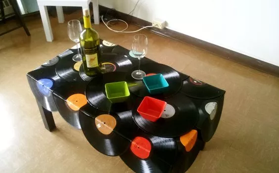 Decoração com discos de vinil